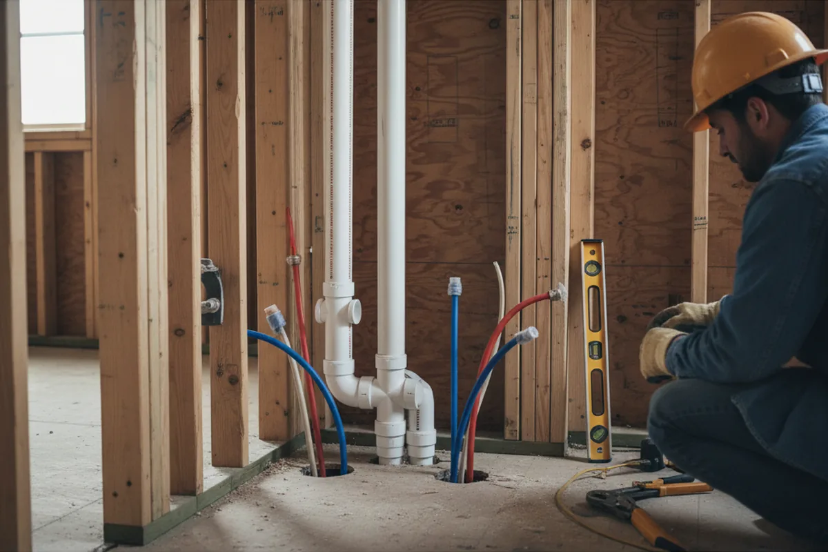 Drain and supply rough-in during Leak Detection in Oakland City